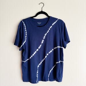 Athleta Blue + White Tie Dye Organic Daily Relaxed Short Sleeve Tee Medium Norm